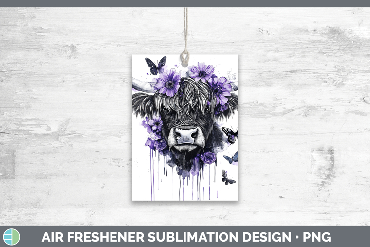 Animals Purple Drips Highland Cow Air Freshener Sublimation