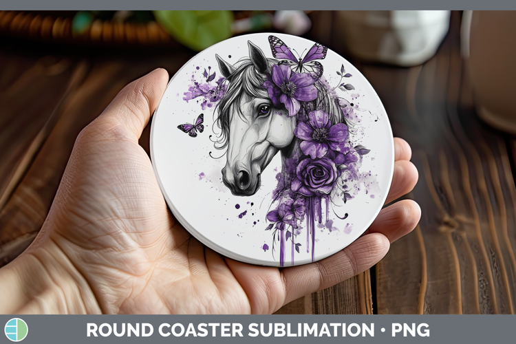 GorgeousAnimals Purple Drips Round Coaster design.