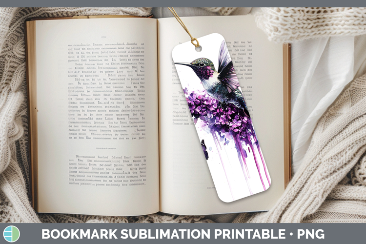 Animals Purple Drips Hummingbird Bookmark Sublimation Printa