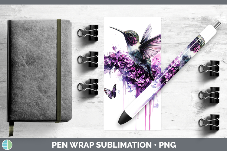 Animals Purple Drips Hummingbird Pen Wrap Sublimation Pen De