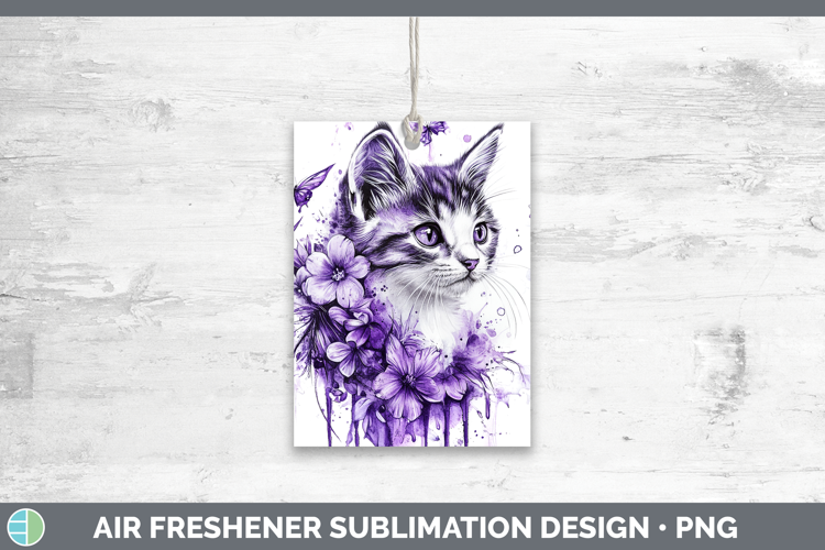 Animals Purple Drips Kitten Air Freshener Sublimation Car Fr