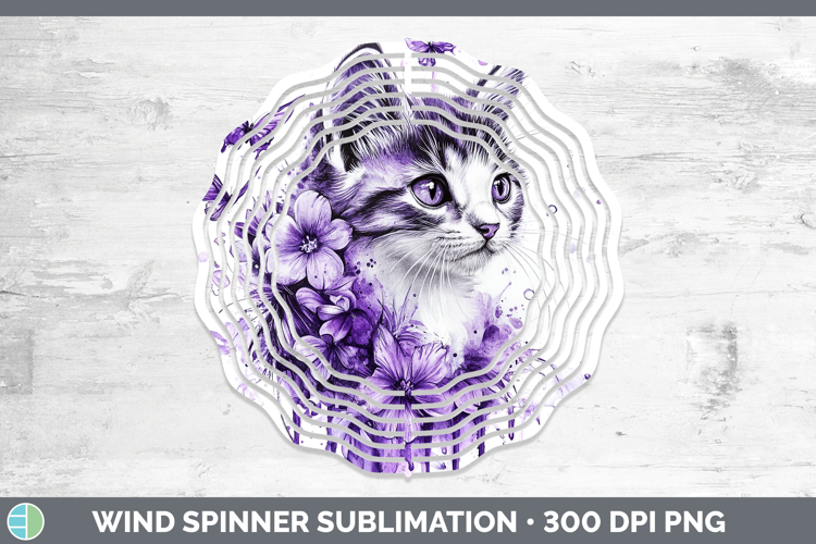 Animals Purple Drips Kitten Wind Spinner Sublimation Spinner