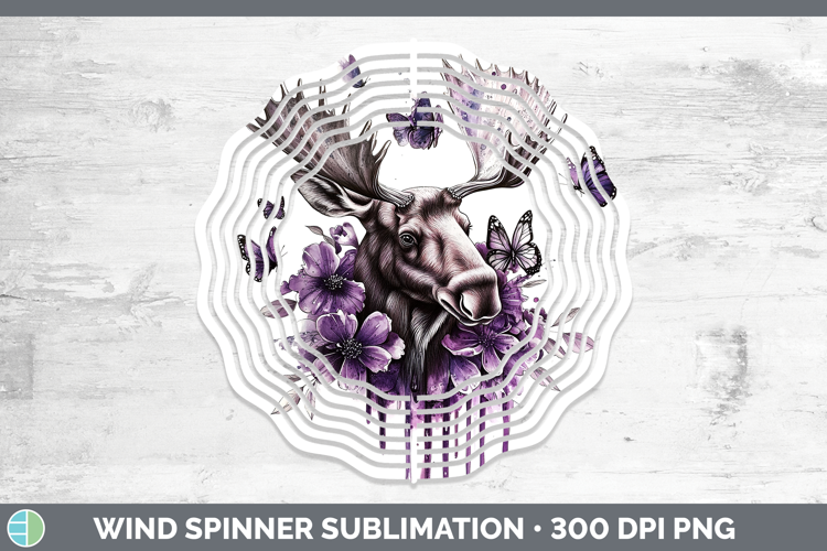 Animals Purple Drips Moose Wind Spinner Sublimation Spinner