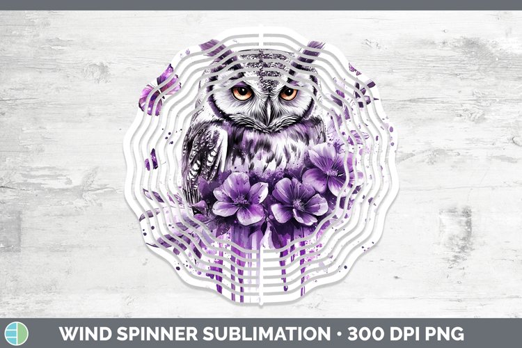 Animals Purple Drips Owl Wind Spinner Sublimation Spinner De