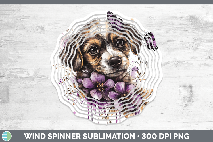 Animals Purple Drips Puppy Wind Spinner Sublimation Spinner