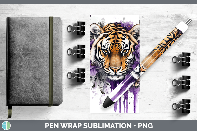 Animals Purple Drips Tiger Pen Wrap Sublimation Pen Designs