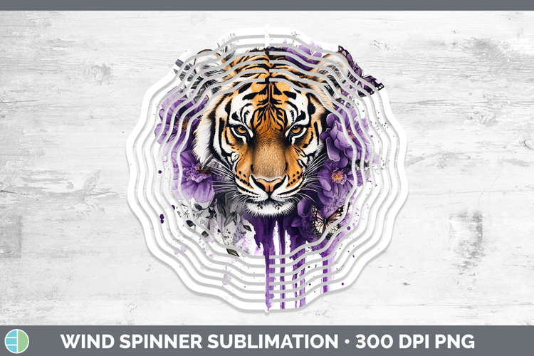 Animals Purple Drips Tiger Wind Spinner Sublimation Spinner