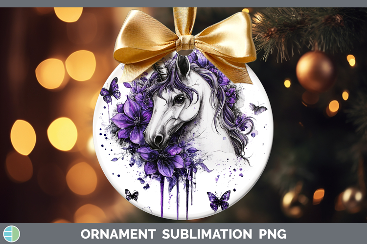 Animals Purple Drips Unicorn Ornament Sublimation Bauble Des