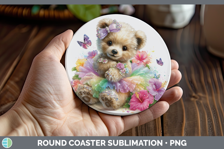 Animals Rainbow Summer Bear Round Coaster Sublimation Coaste