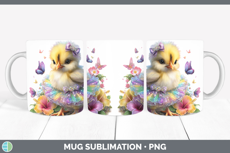 Animals Rainbow Summer Chicken Mug Wrap Sublimation Coffee C
