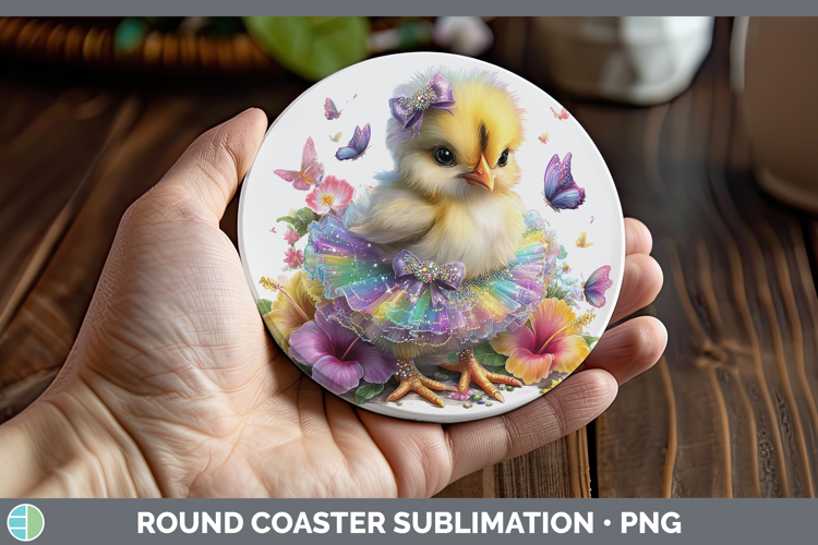 Animals Rainbow Summer Chicken Round Coaster Sublimation Coa