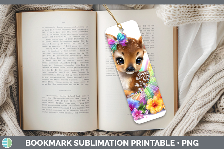 Animals Rainbow Summer Deer Bookmark Sublimation Printable D