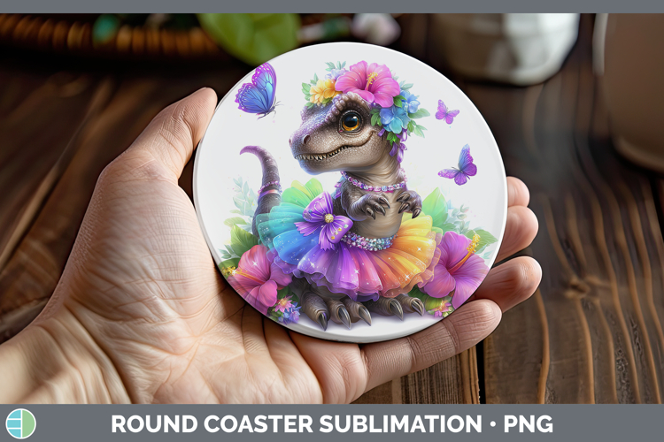 Animals Rainbow Summer Dinosaur Round Coaster Sublimation Co