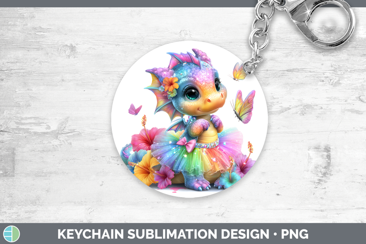 Animals Rainbow Summer Dragon Keychain Sublimation Keyring D