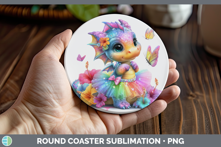 Animals Rainbow Summer Dragon Round Coaster Sublimation Coas