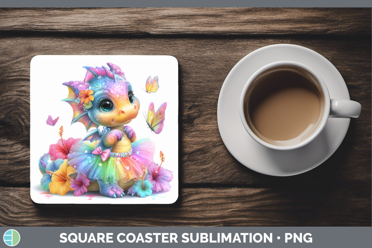 Animals Rainbow Summer Dragon Square Coaster Sublimation Coa