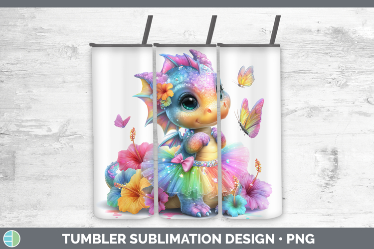 Animals Rainbow Summer Dragon Tumbler Sublimation 20 oz Skin