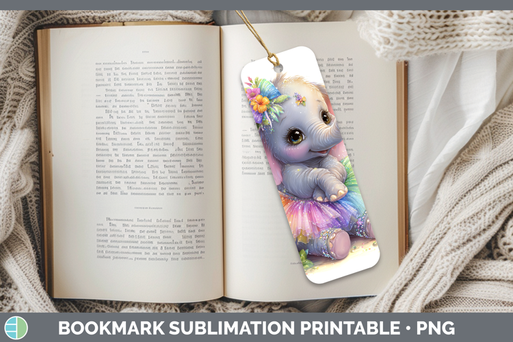 Animals Rainbow Summer Elephant Bookmark Sublimation Printab