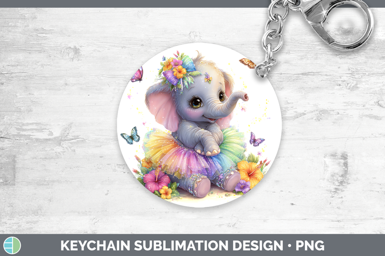 Animals Rainbow Summer Elephant Keychain Sublimation Keyring