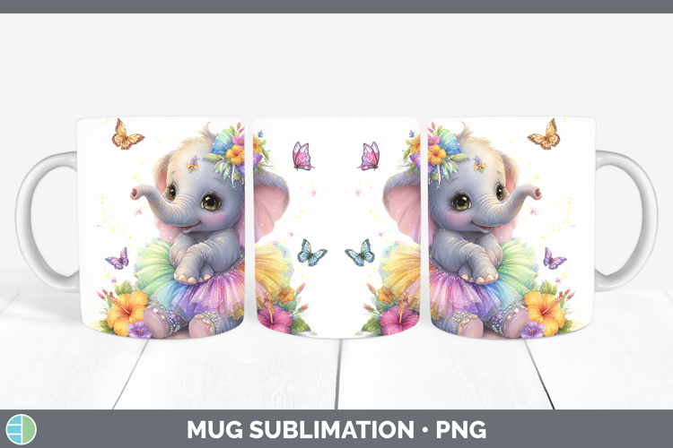 Animals Rainbow Summer Elephant Mug Wrap Sublimation Coffee