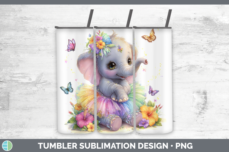Animals Rainbow Summer Elephant Tumbler Sublimation 20 oz Sk