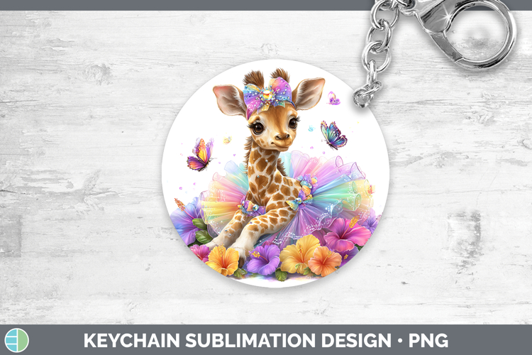 Animals Rainbow Summer Giraffe Keychain Sublimation Keyring