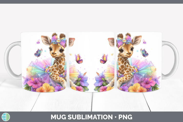 Animals Rainbow Summer Giraffe Mug Wrap Sublimation Coffee C