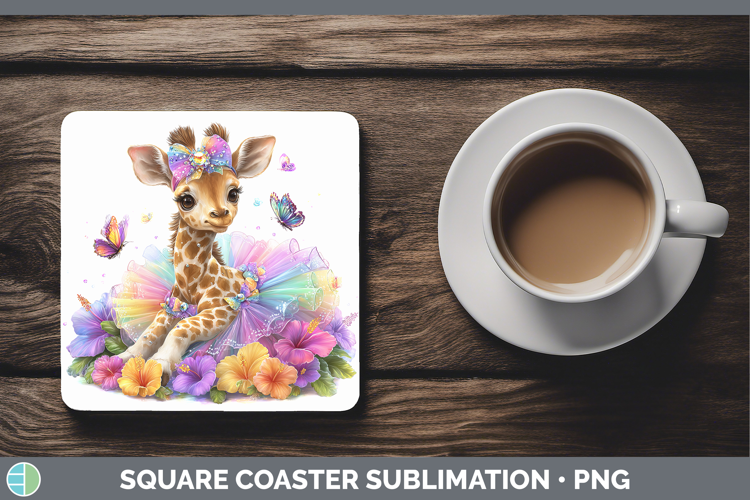 Animals Rainbow Summer Giraffe Square Coaster Sublimation Co
