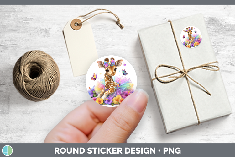 Animals Rainbow Summer Giraffe Stickers | Round Labels Desig
