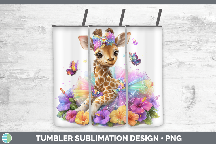 Animals Rainbow Summer Giraffe Tumbler Sublimation 20 oz Ski