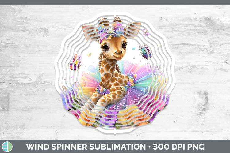 Animals Rainbow Summer Giraffe Wind Spinner Sublimation Spin