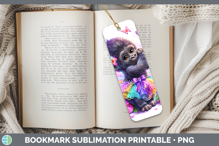 Animals Rainbow Summer Gorilla Bookmark Sublimation Printabl