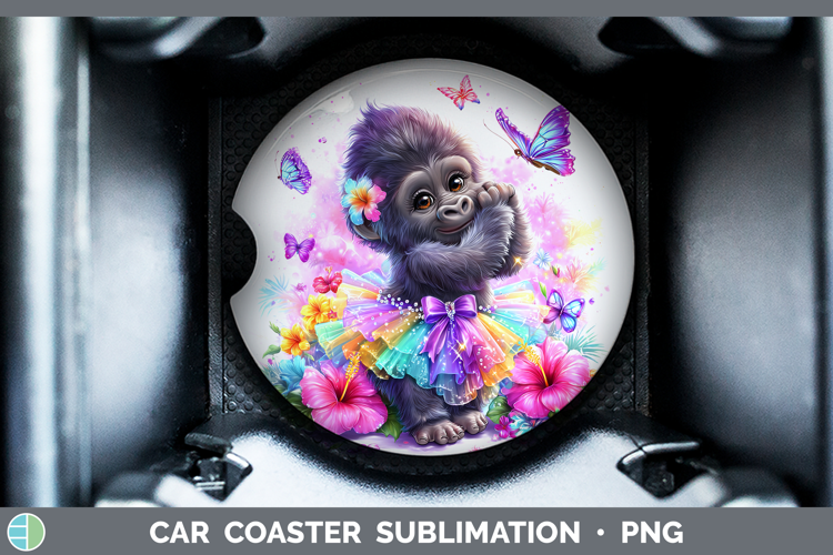 Animals Rainbow Summer Gorilla Car Coaster Sublimation Desi
