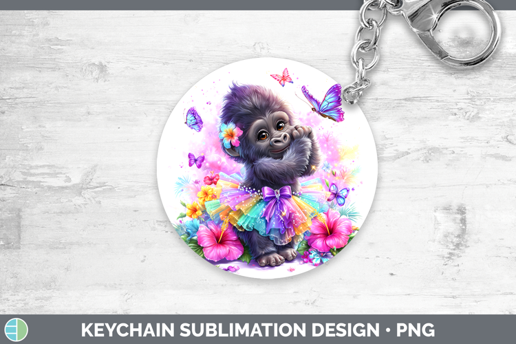 Animals Rainbow Summer Gorilla Keychain Sublimation Keyring