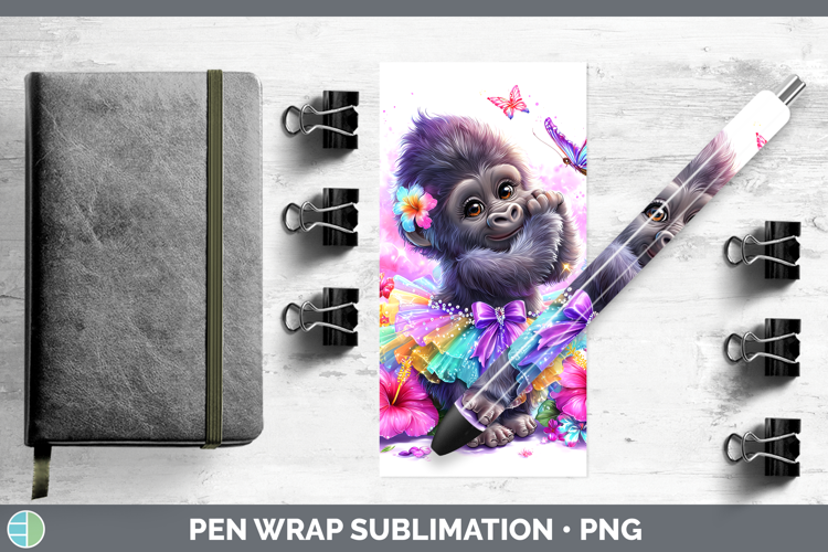 Animals Rainbow Summer Gorilla Pen Wrap Sublimation Pen Desi