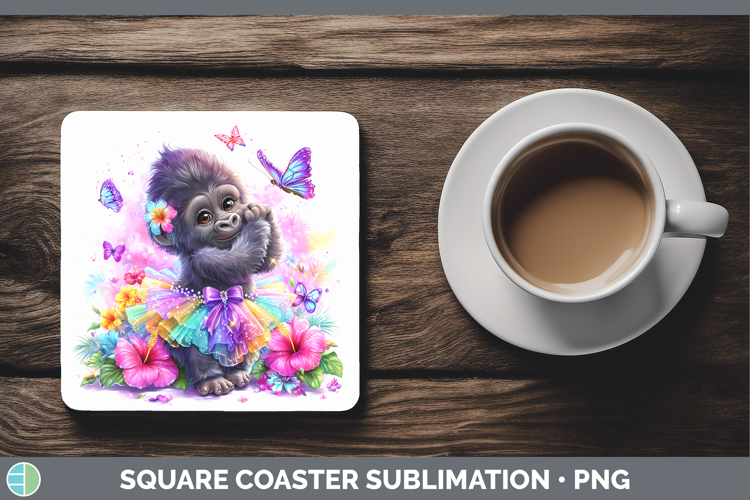 Animals Rainbow Summer Gorilla Square Coaster Sublimation Co