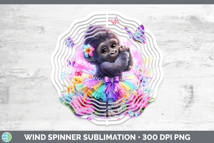 Animals Rainbow Summer Gorilla Wind Spinner Sublimation Spin