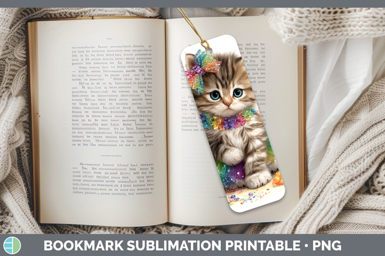 Animals Rainbow Summer Kitten Bookmark Sublimation Printable