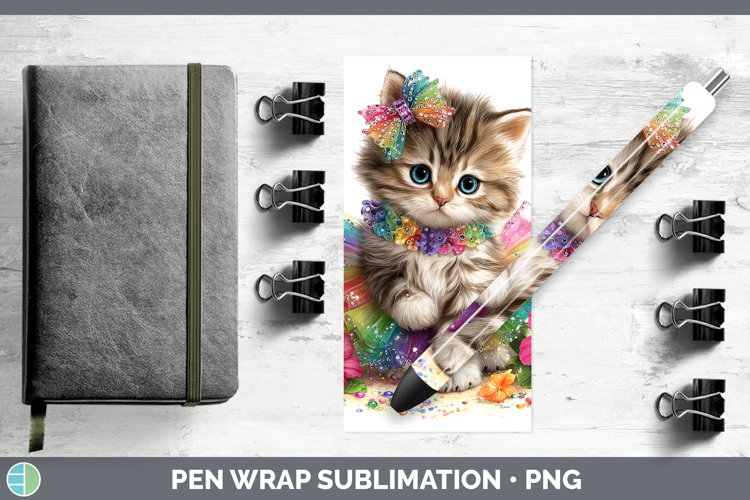 Animals Rainbow Summer Kitten Pen Wrap Sublimation Pen Desig