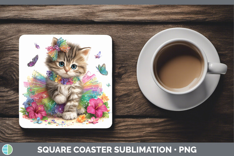 GorgeousAnimals Rainbow Summer Square Coaster design.