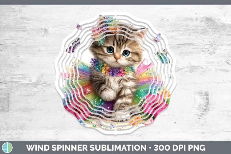 Animals Rainbow Summer Kitten Wind Spinner Sublimation Spinn