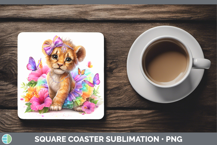 Animals Rainbow Summer Lion Square Coaster Sublimation Coast