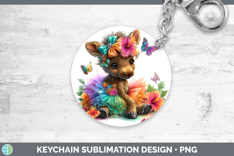 Animals Rainbow Summer Moose Keychain Sublimation Keyring De