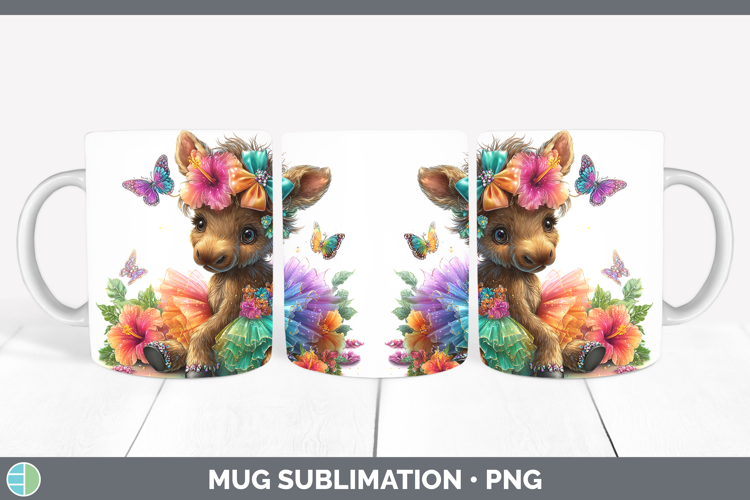 Animals Rainbow Summer Moose Mug Wrap Sublimation Coffee Cup