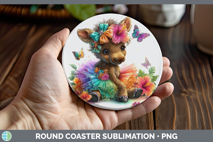 GorgeousAnimals Rainbow Summer Round Coaster design.