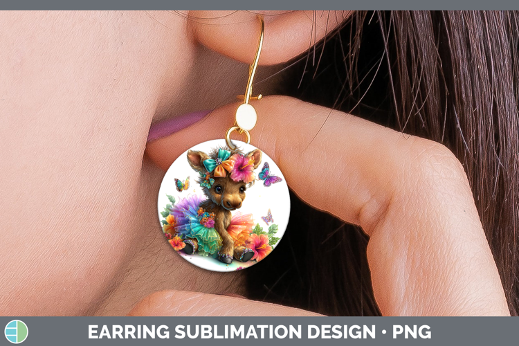Animals Rainbow Summer Moose Round Earrings Sublimation Earr