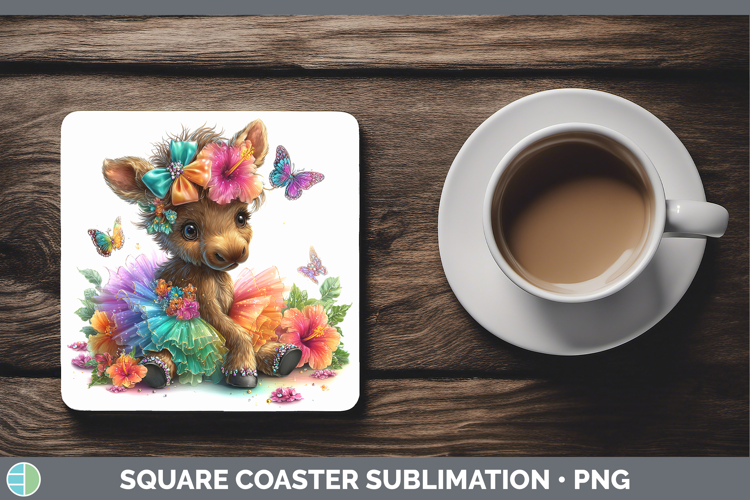 Animals Rainbow Summer Moose Square Coaster Sublimation Coas