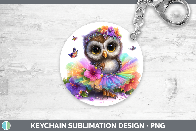 Animals Rainbow Summer Owl Keychain Sublimation Keyring Desi