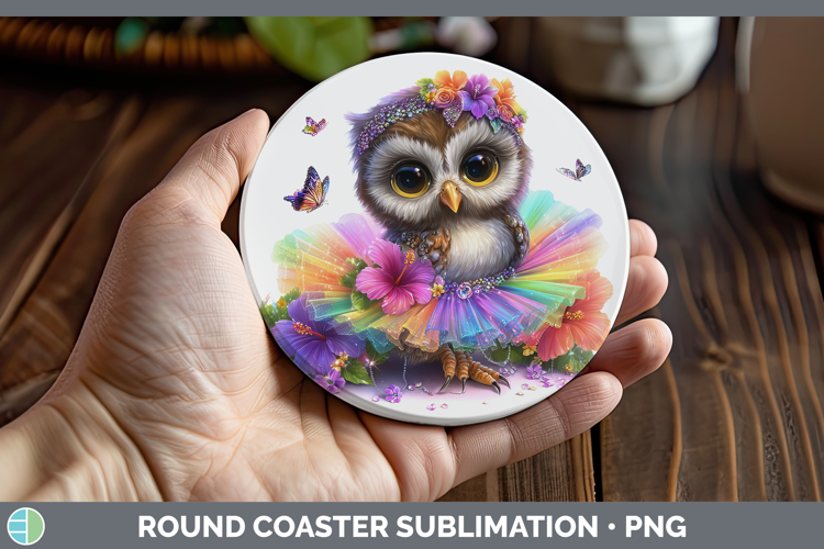 Animals Rainbow Summer Owl Round Coaster Sublimation Coaster