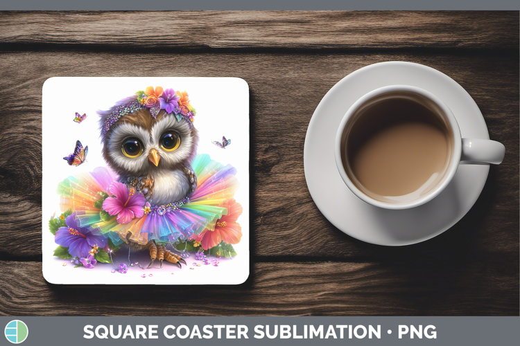 Animals Rainbow Summer Owl Square Coaster Sublimation Coaste